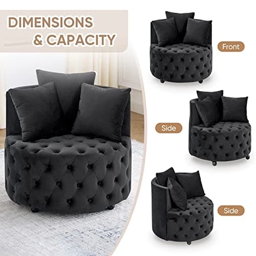 Modern Swivel Chair for Nursery, Living Room, Office, Bedroom - Black
