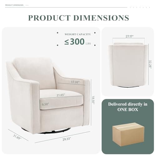 COLAMY Beige 360° Swivel Accent Chair with Track Arms