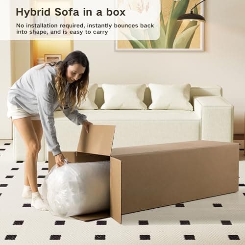 Modern Loveseat Sofa with Sleeper Function and Cat-Scratch Resistant Fabric, No Assembly Required - Beige Color