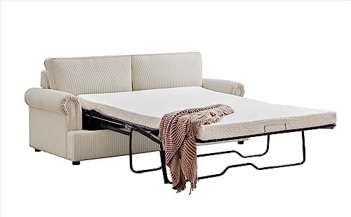 Memory Foam Reversible Sleeper Sofa: Comfortable Full Size Bed Couch for Living Rooms