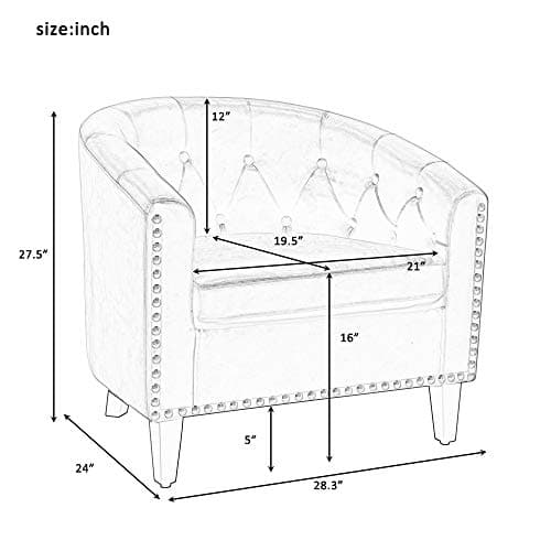 Modern PU Leather Tufted Barrel Chair - Sleek & Premium Living Room & Bedroom Seating