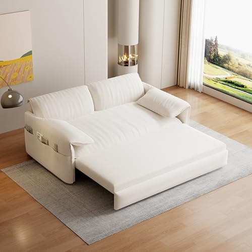 FANYE 63.8" Queen Sofabed 3-in-1 Sleep & Lounge Sofa, Armrest Pillows for Home
