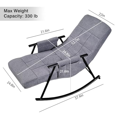 VECELO High Back Teddy Upholstered Glider Rocking Chair with Foot Rest