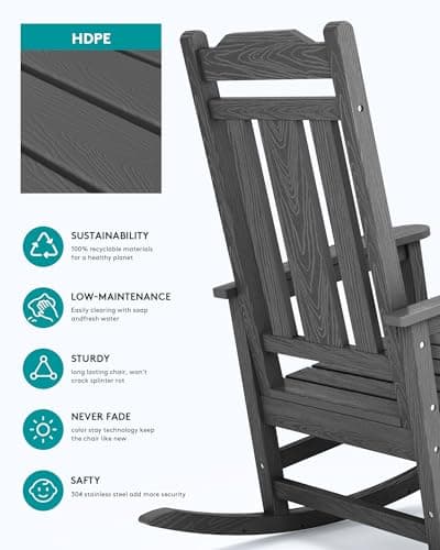 Outdoor Rocking Chair Gray Set of 2