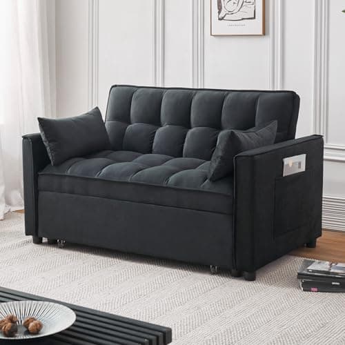Modern 3-in-1 Futon Sofa Bed with Storage and Adjustables (Beige)