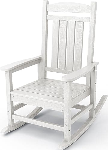 KINGYES Aruba Blue HDPE Outdoor Patio Rocking Chair, 330lbs Support