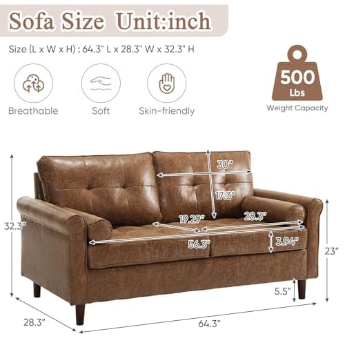Small Mid-Century Modern Loveseat Sofa for Small Spaces