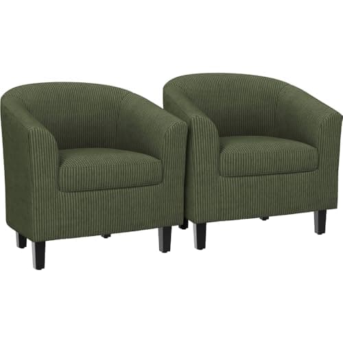 Yaheetech Beige Corduroy Barrel Chair for Living Room and Bedroom