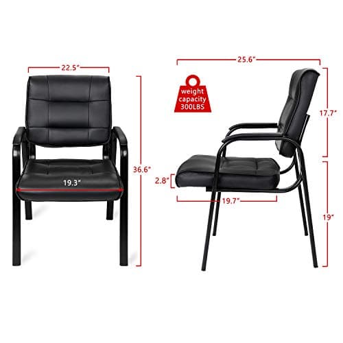 Bonded Leather Executive Guest Chair with Metal Frame for Home Office