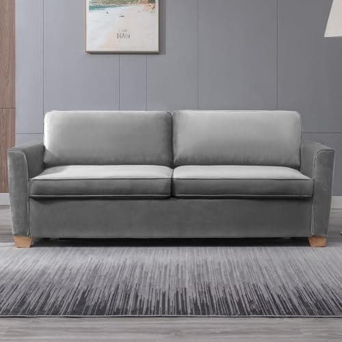 ZAFLY 77" Pull Out Sofa Bed, Memory Foam Mattress - Blue