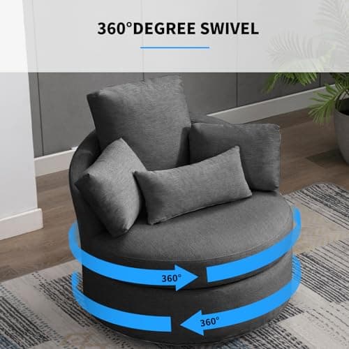 Puremind 360° Swivel Accent Chair with Storage Ottoman and Pillows - Dark Grey