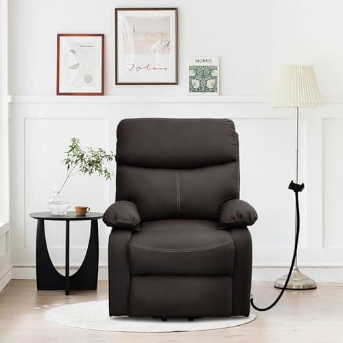 Electric Recliner Lift Chair for Elderly, Brown with Side Pocket & Remote Control