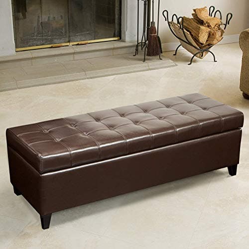 Storage Ottoman Bench - 51 Inch Leather Tufted End of Bed Bench, Bedroom Living Room