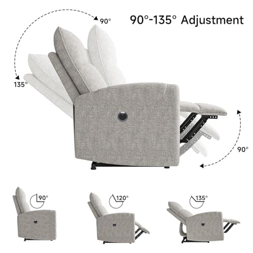 Power Recliner Chair for Adult Living Room, Office, Apartment  
Electric Home Theater Seating with USB Port, Springs Seat Cushion  
Reclining Single Sofa for Adult, Grey