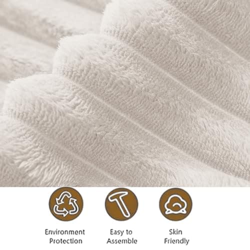 Legend Vansen U-Shaped Corduroy Sectional with Ottoman for Living Room (Cream, U-8)