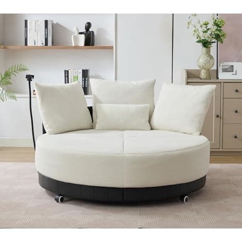 ZeHuoGe 52.75" Oversized Round Swivel Chair with Phone Stand