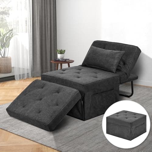 4-in-1 Convertible Sofa Bed with Adjustable Backrest, Gray (Large)