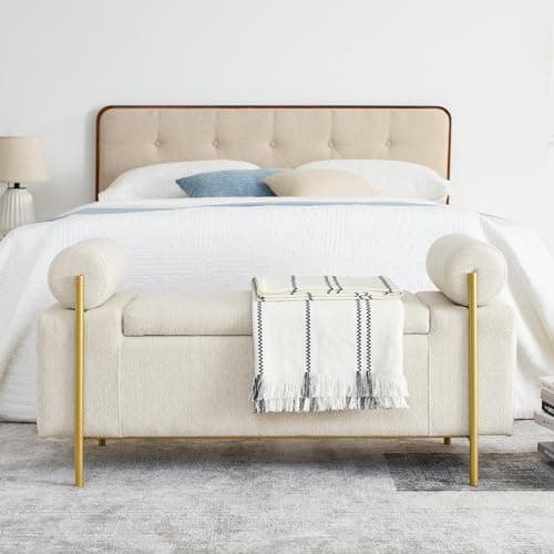 Storage Ottoman Bench with Gold Legs