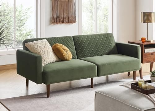 Mopio Mocha Brown Premium Velvet Futon Sofa Bed