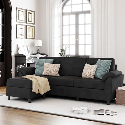 Vongrasig 79" L Shaped Gray Sectional Sofa with Removable Pillows Linen Fabric