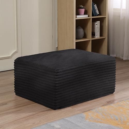 107" Modern Black Corduroy L-Shaped Sofa, Deep Seat Chaise for Living Room