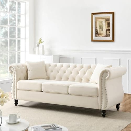 Chesterfield Sofa Couch, 80 Button Tufted Velvet Couch