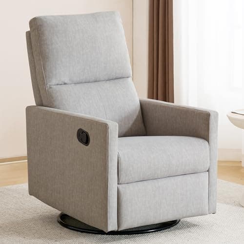 Beige Reclining Rocking Chair for Adults & Nursery Living Room Bed