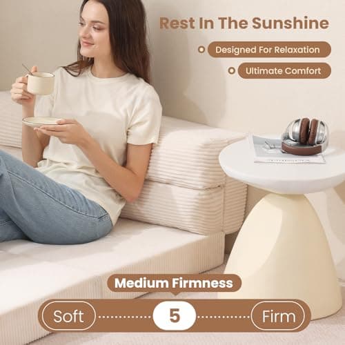 Beige 2-in-1 Folding Sofa Bed & Pull-Out Chair Bed, Comfortable Living Room & Bedroom Essential