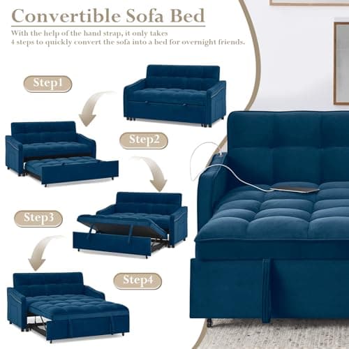 Modern 3-in-1 Sleeper Sofa with USB Port for Small Spaces