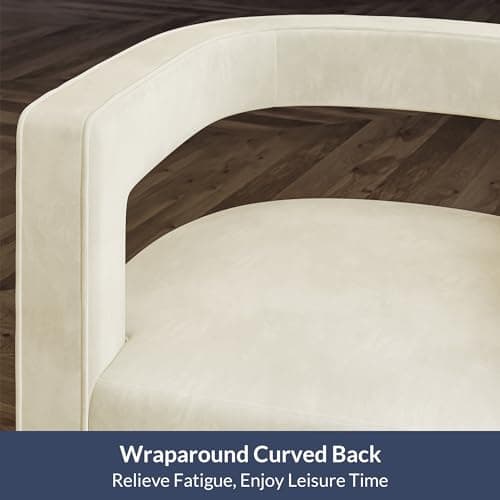 BELLEZE Ivory Gold Base Swivel Chair, Modern Barrel Velvet Living Room Chair