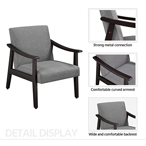 Yaheetech Dark Gray Mid-Century Modern Living Room Accent Chair with High Back