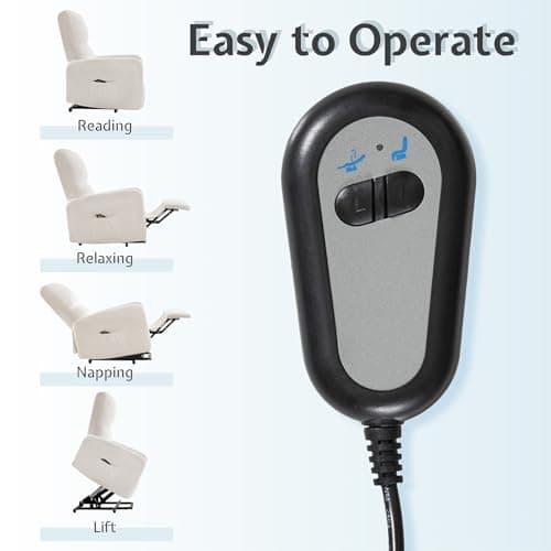 Jocisland Electric Recliner for Elderly, Teddy White with High Back & Side Pocket