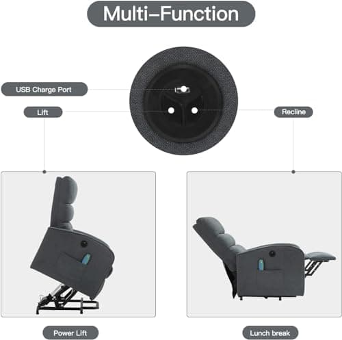AVAWING Power Lift Chair with Heat and Massage for Elderly, Grey  
AVAWING Electric Recliner Chair with Remote Control, Side Pocket and USB Port for Living Room & Bedroom, Grey  
AVAWING Fabric Power Lift Chair with Heat and Massage for seniors, Grey