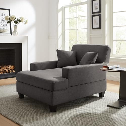 47" Adjustable Backrest Chaise Lounge Chair with Pillows, Oversized for Living Room, Bedroom, Office (Light Khaki)
