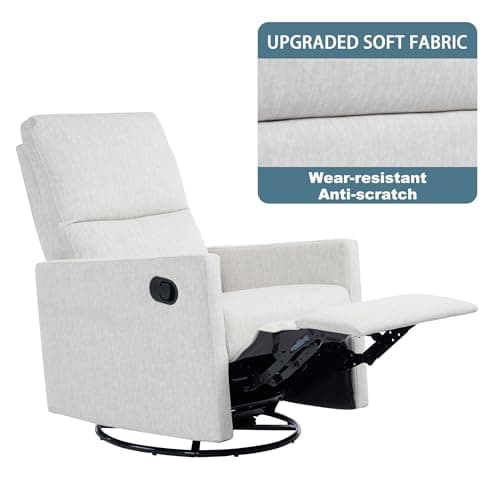 Beige Reclining Rocking Chair for Adults & Nursery Living Room Bed
