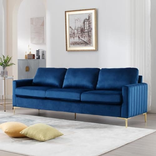 65 Velvet Love Seat Sofa, Mid Century Modern Small Couch for Living Room, Office, Bedroom, Apartment.