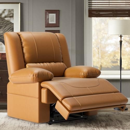 Elderly Recliner Chair with Massage, Heating and USB Ports (Red Brown)