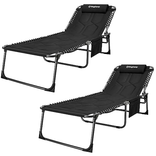KingCamp Oversize Padded Folding Chaise Lounge Chair for Outdoor Use