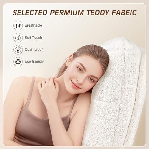 VECELO Beige Teddy Fabric Large Glider Rocking Chair