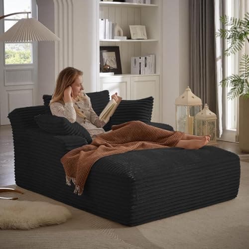 49.2" Full Foam Oversized Chaise Lounge Chair, Cozy Corduroy Upholstered Sleeper Sofa