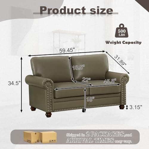 Modern Loveseat with Storage, Faux Leather Sofa
