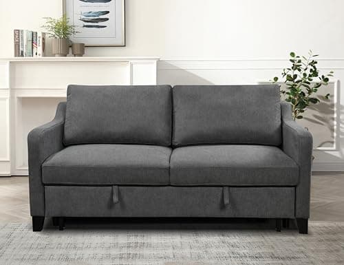 69" Queen Sleeper Sofa with Pullout Bed, Adjustable Backrest, Dark Grey