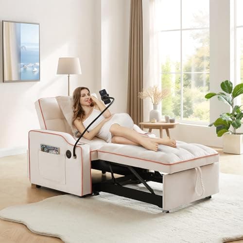 3-in-1 Convertible Sleeper Chair Bed for Small Spaces (Grey)