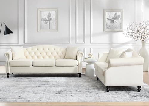 Black Velvet Tufted Chesterfield Sofa Set of 2