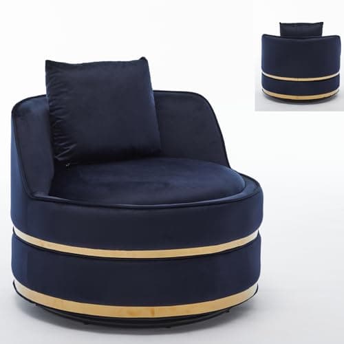 360° Swivel Faux Leather Chair, Plump Pillow Round Reading Lounge for Living Room & Bedroom, Easy Assembly