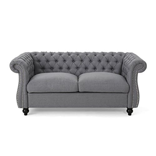 Christopher Knight Home Traditional Chesterfield Loveseat Sofa, Beige & Dark Brown