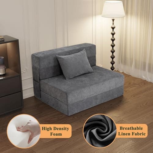 HOMFINE Folding Sofa Bed - Convertible Sleeper Chair, Gray