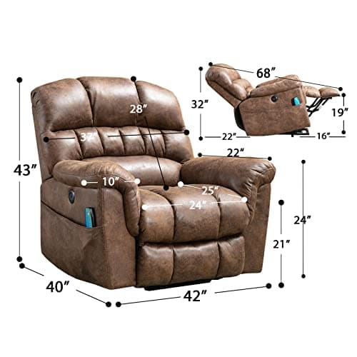 CANMOV Large Power Lift Recliner Chairs for Elderly with Massage and Heat, Big People, Heavy Duty Electric Faux Leather, Brown
CANMOV Large Power Lift Recliner Chairs with USB Port and Side Pockets for Big People, Elderly, Brown
CANMOV Heavy Duty Ele