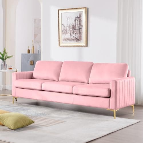 65 Velvet Love Seat Sofa, Mid Century Modern Small Couch for Living Room, Office, Bedroom, Apartment.
