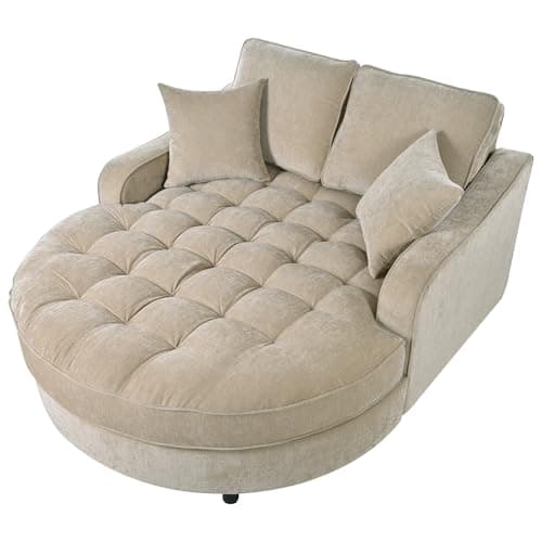 49.2" Full Foam Oversized Chaise Lounge Chair, Cozy Corduroy Upholstered Sleeper Sofa